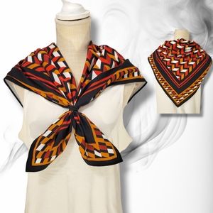 Patprimo Square Scarf Red Brown Black & White size 33.5" x 33.5"